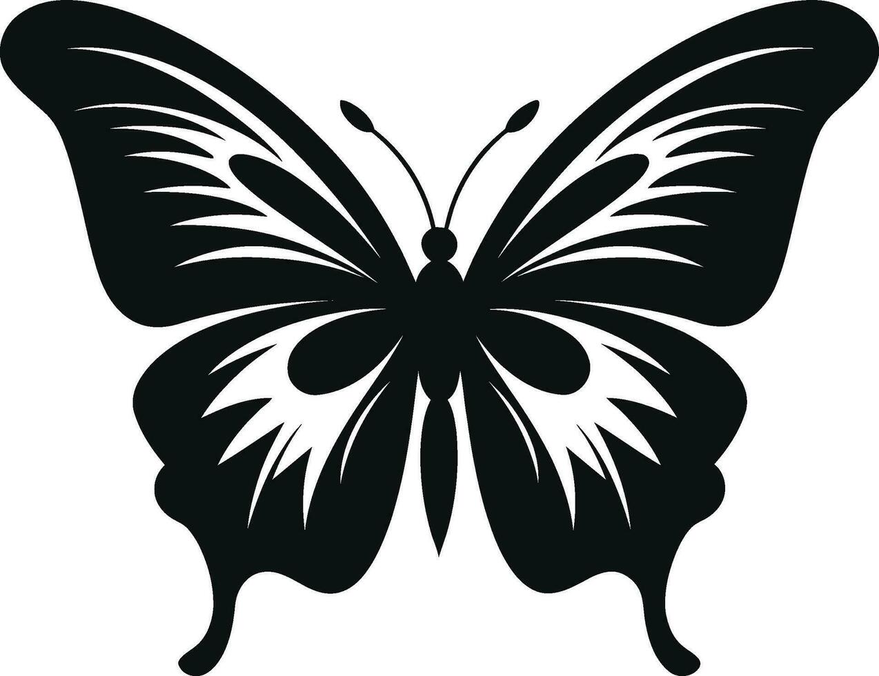 monocromo belleza mariposa icono en negro el Arte de sencillez negro mariposa logo vector