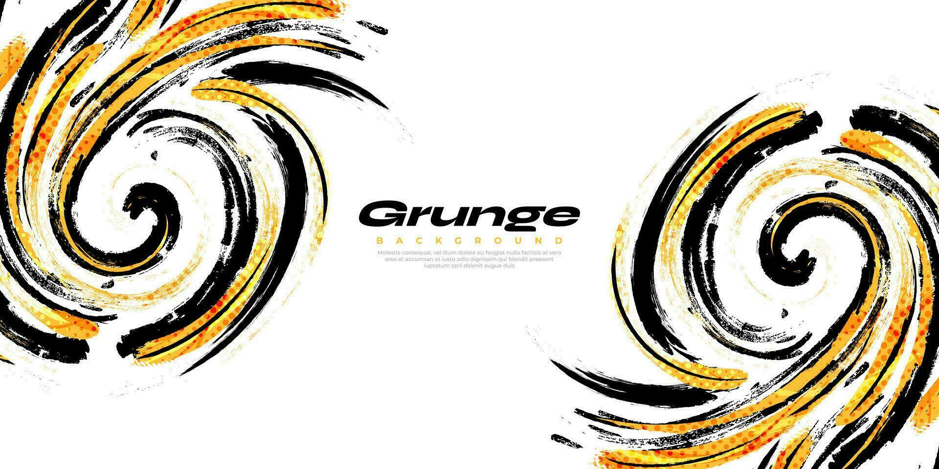 Abstract Black and Orange Brush Background with Halftone Effect. Sport Background. Brush Stroke Illustration for Banner or Poster. Scratch and Texture Elements For Design vector
