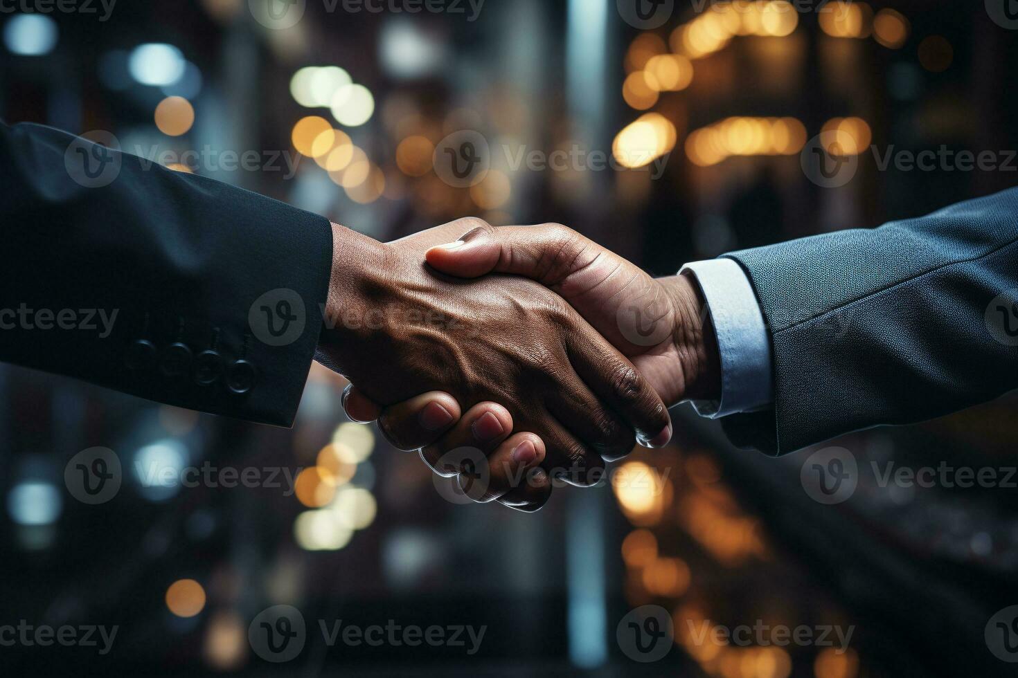individuals with confidence in the success of profitable business deals. The concept of successful negotiations. Businessman shake hand with partner. generative ai. photo