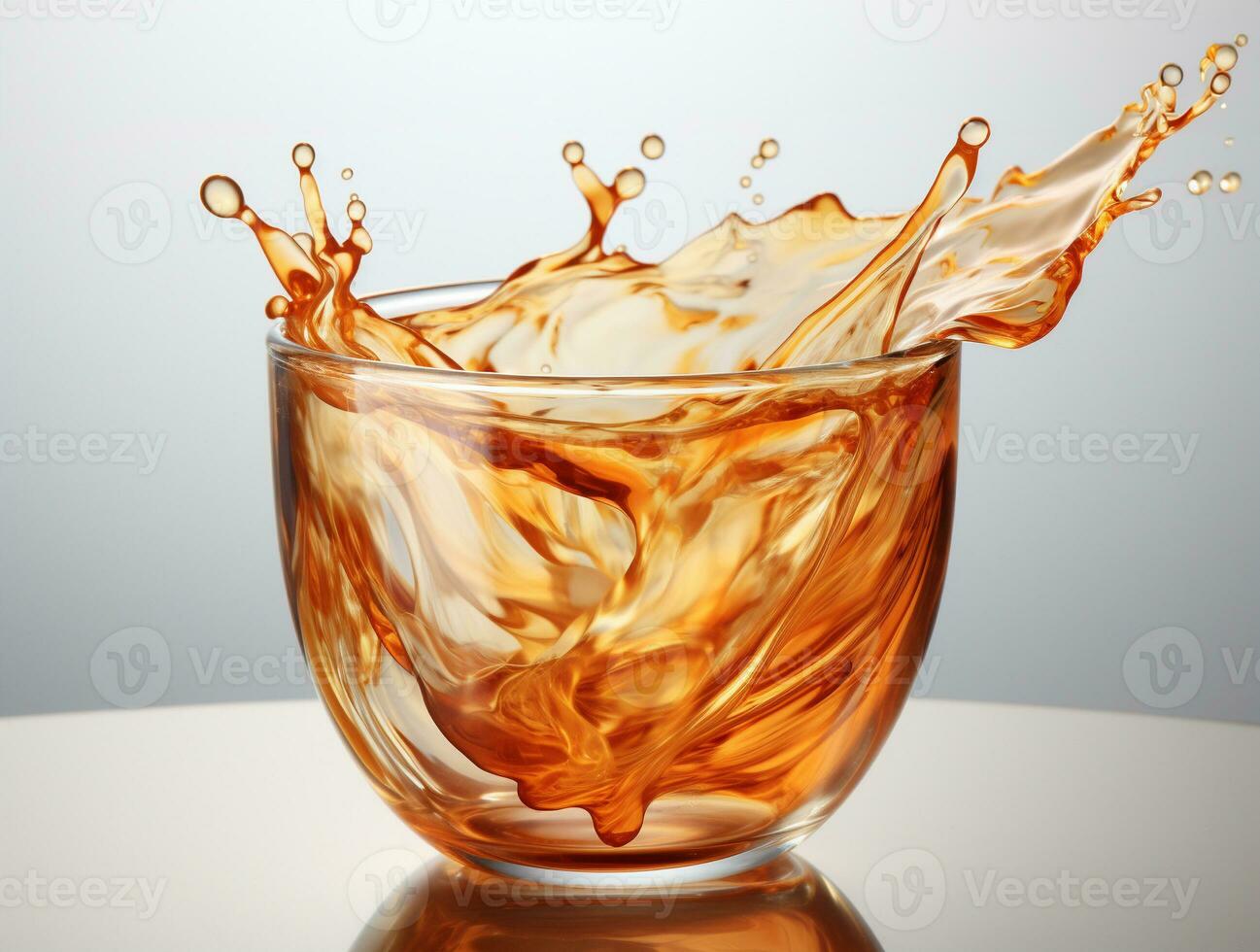 whiskey with splash, brandy in a glass. generative ai photo