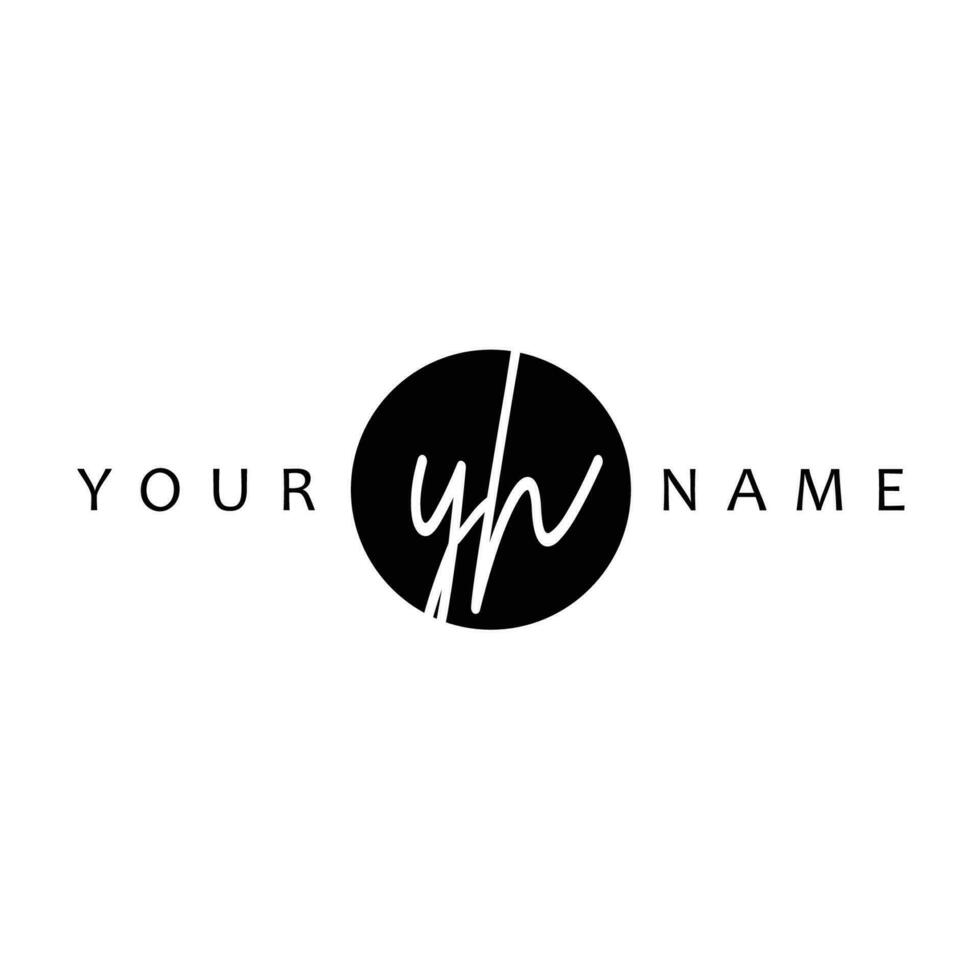 YH Initial Handwriting In Circle Frame Template Design vector
