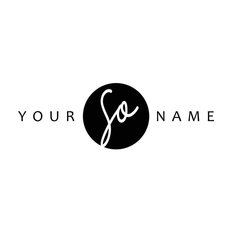 SO Initial Handwriting In Circle Frame Template Design vector