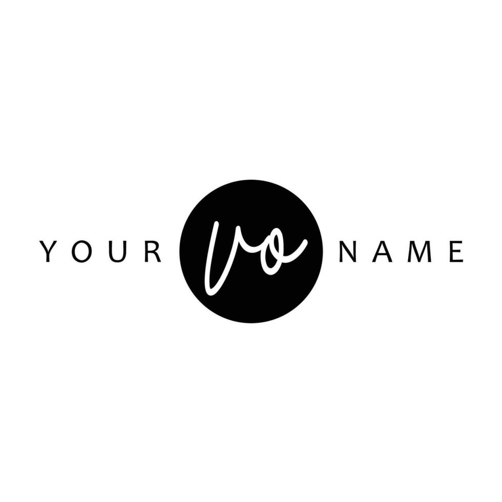 VO Initial Handwriting In Circle Frame Template Design vector