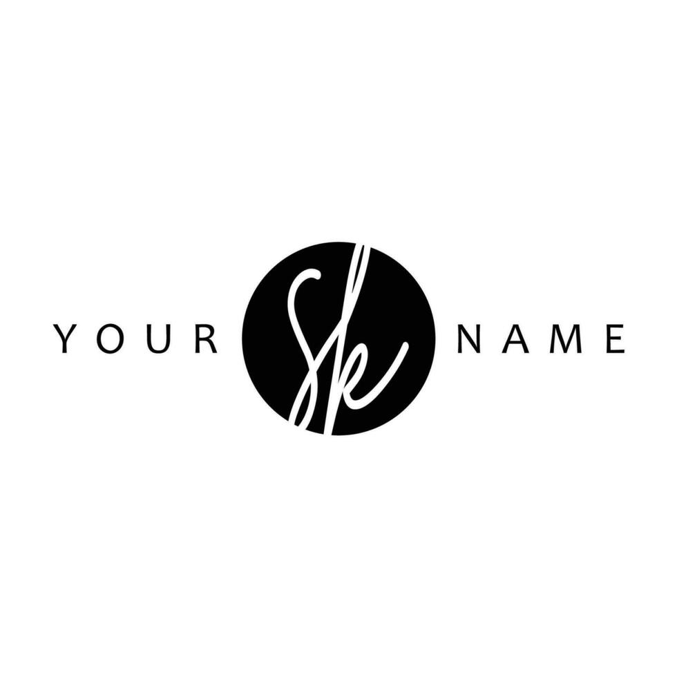 SK Initial Handwriting In Circle Frame Template Design vector