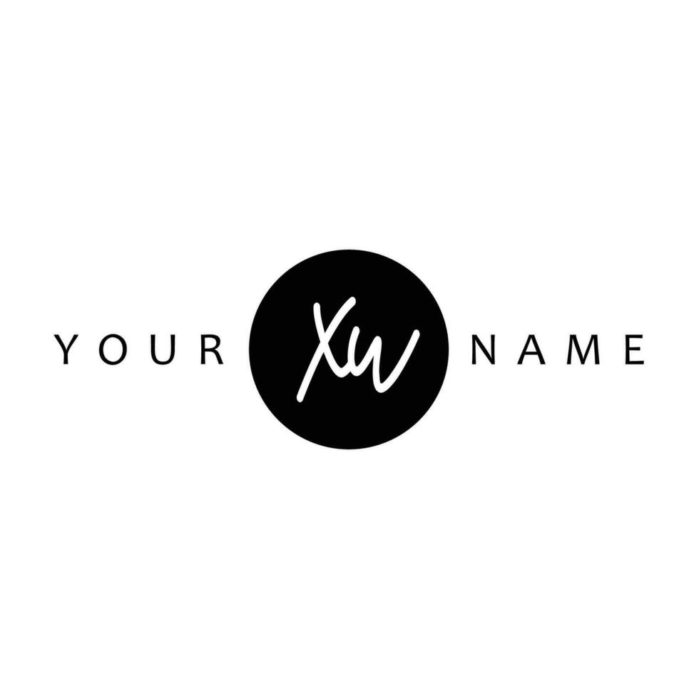 XU Initial Handwriting In Circle Frame Template Design vector