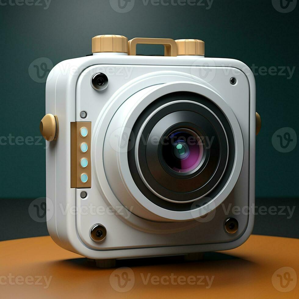 camera in white box icon for social networks. generative ai photo