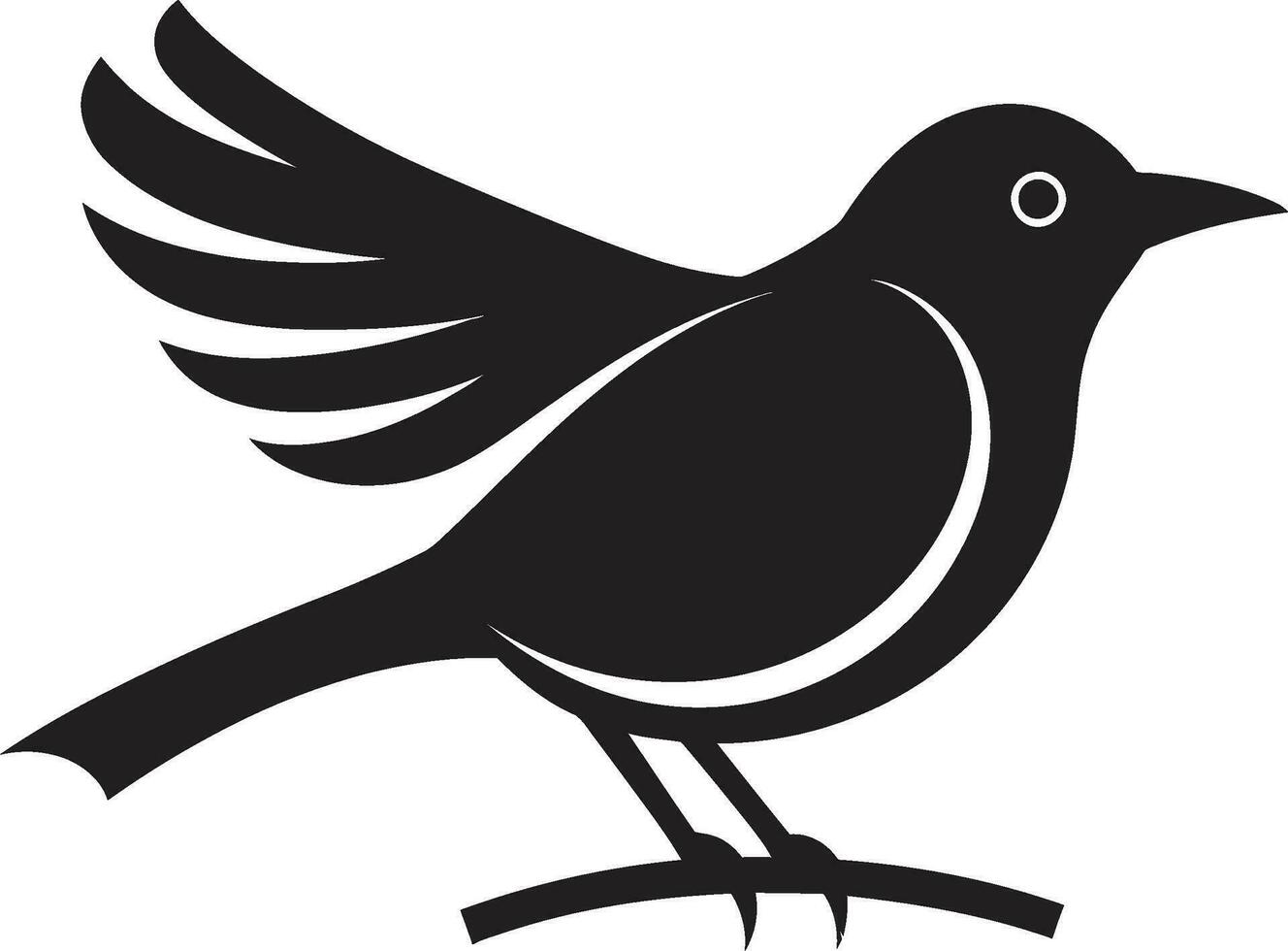 minimalista pájaro silueta elegante plumado emblema vector