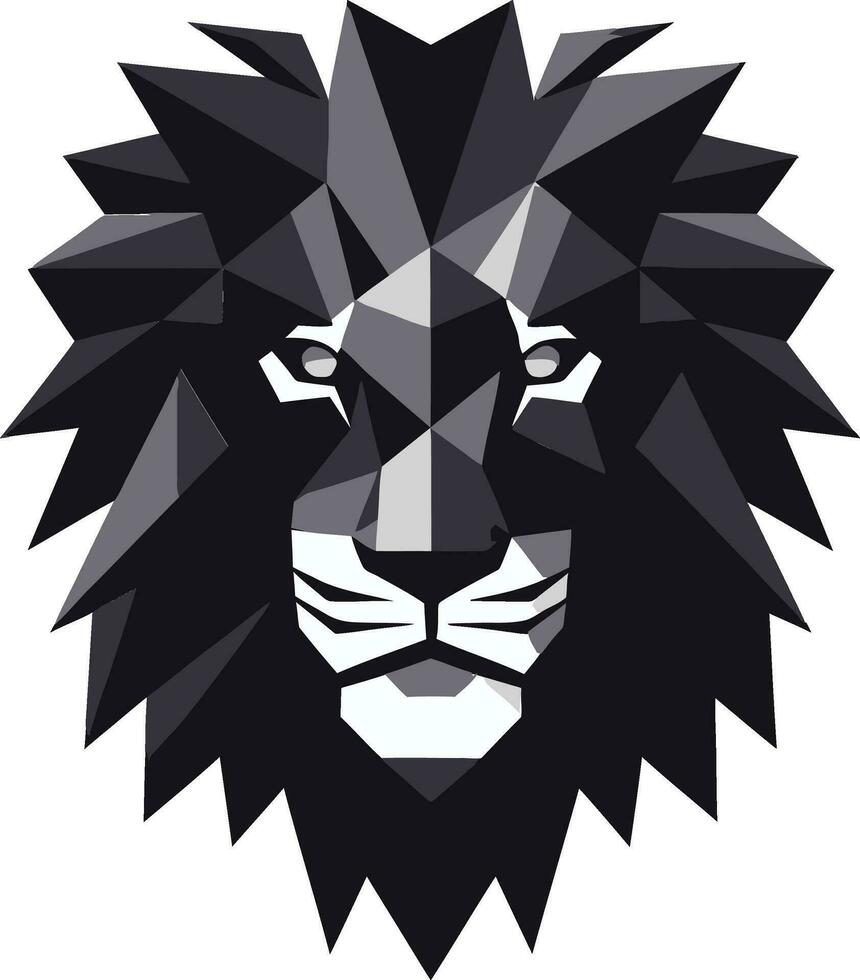 Hunting Majesty Lion Icon Emblem Roaring King Black Vector Lion Icon