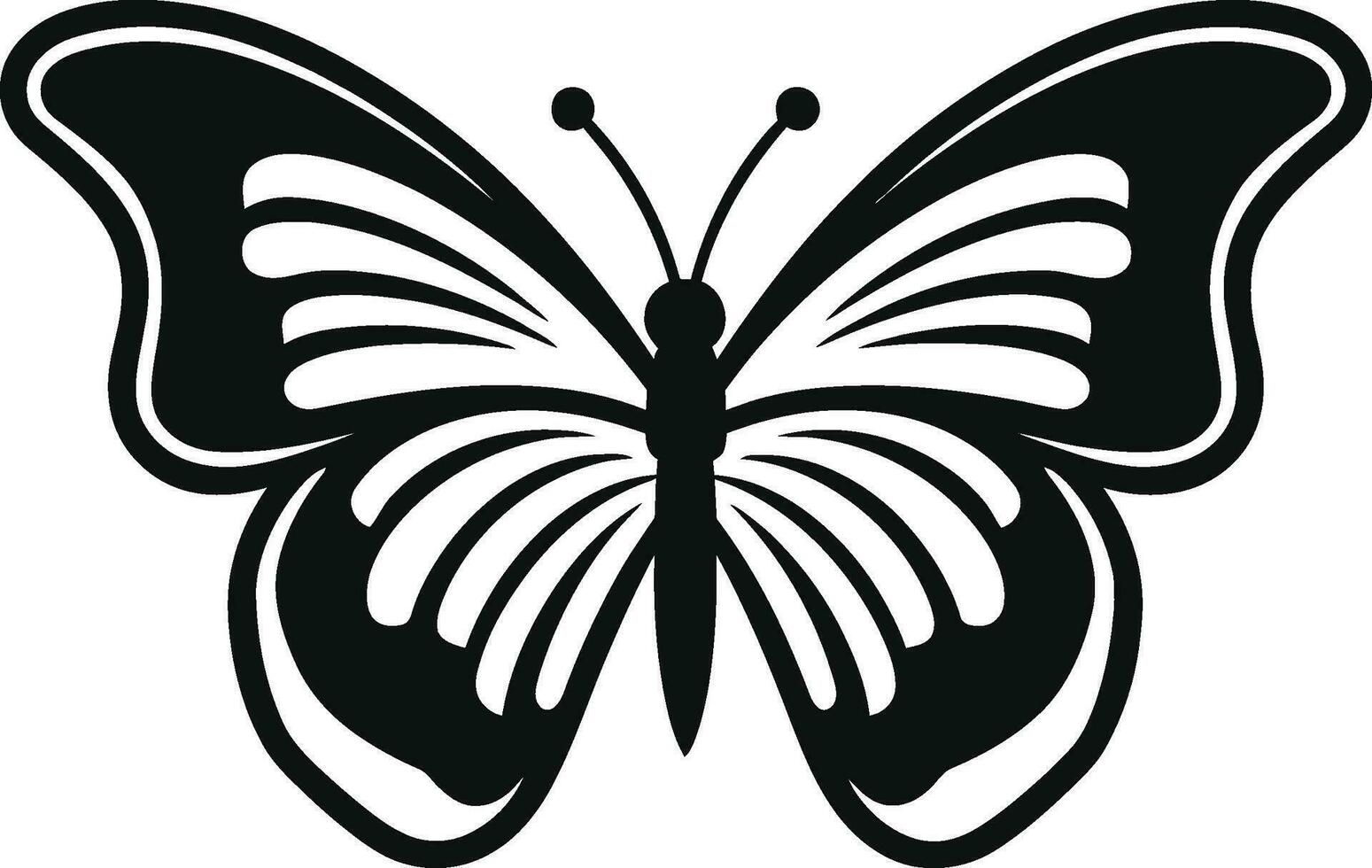 Ebon Excellence Graceful Flight Winged Elegance Butterfly Logo Mastery vector