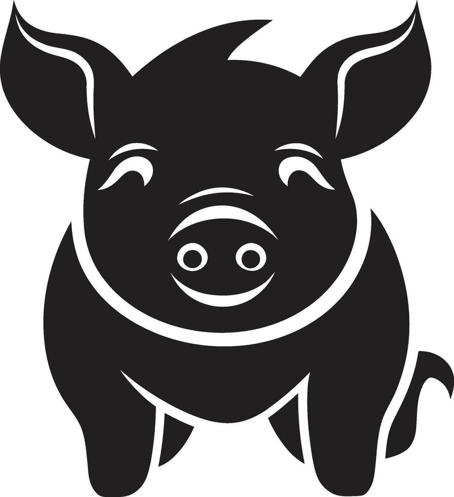 Noir Piggy Badge Contemporary Pig Icon vector