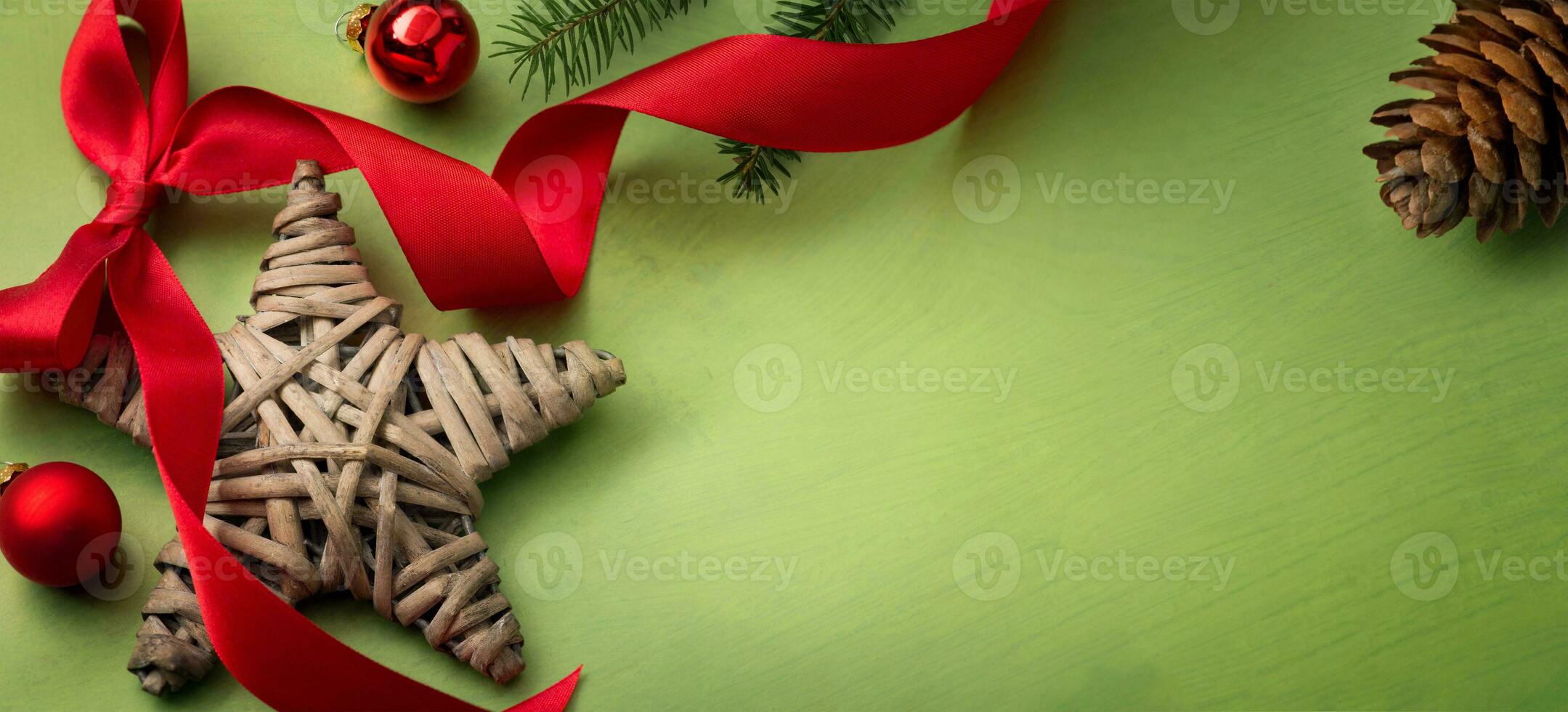 art Christmas and eco-friendly handmade gift decorations. eco christmas holiday concept, eco decor banner photo