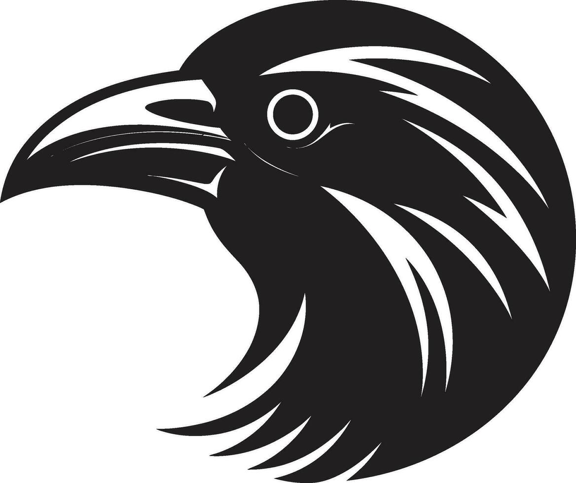 Raven Silhouette Geometric Insignia Black Raven Monochrome Logo vector