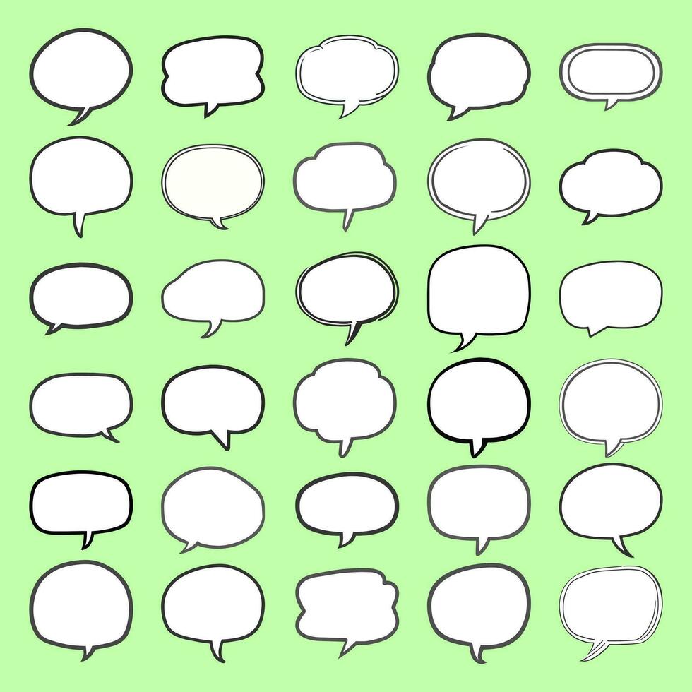 Set of conversation frames in line style. Speech bubble speak. White background. isolated. Vector stock illustration.