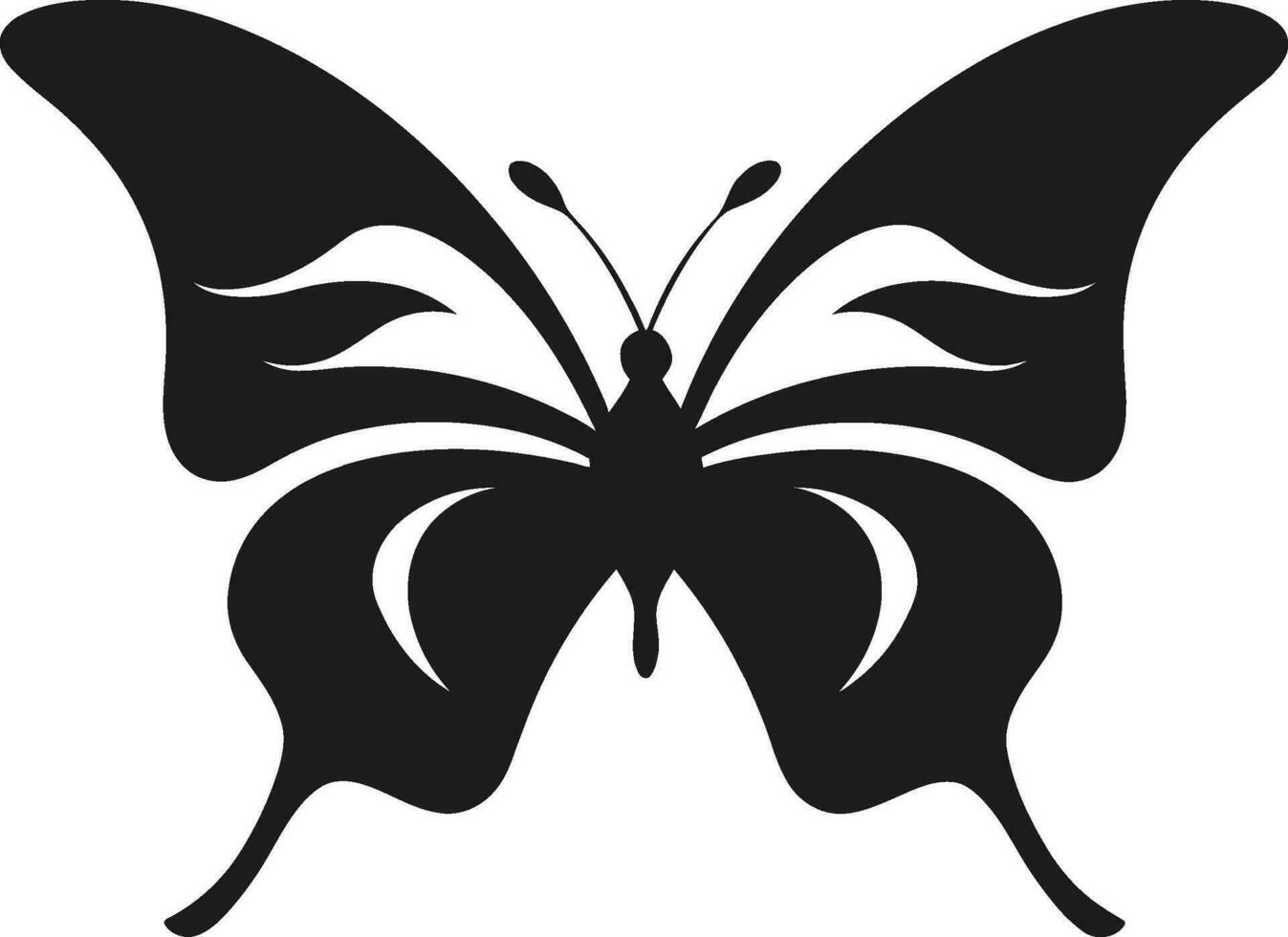 negro belleza toma vuelo mariposa símbolo elegancia en monocromo negro mariposa logo vector
