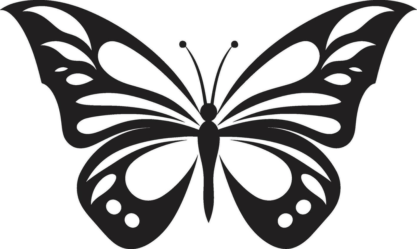 Elegance in Monochrome Black Butterfly Icon Majestic Wings Black Vector Logo Design