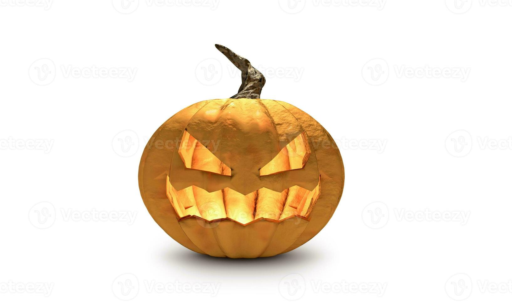 Halloween pumpkin with happy face on white background photo