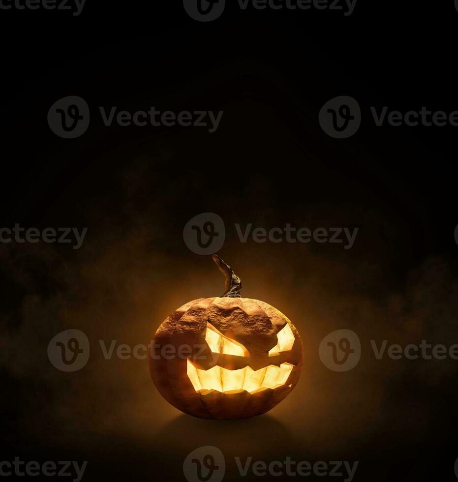 Halloween pumpkin, background orange smoke photo