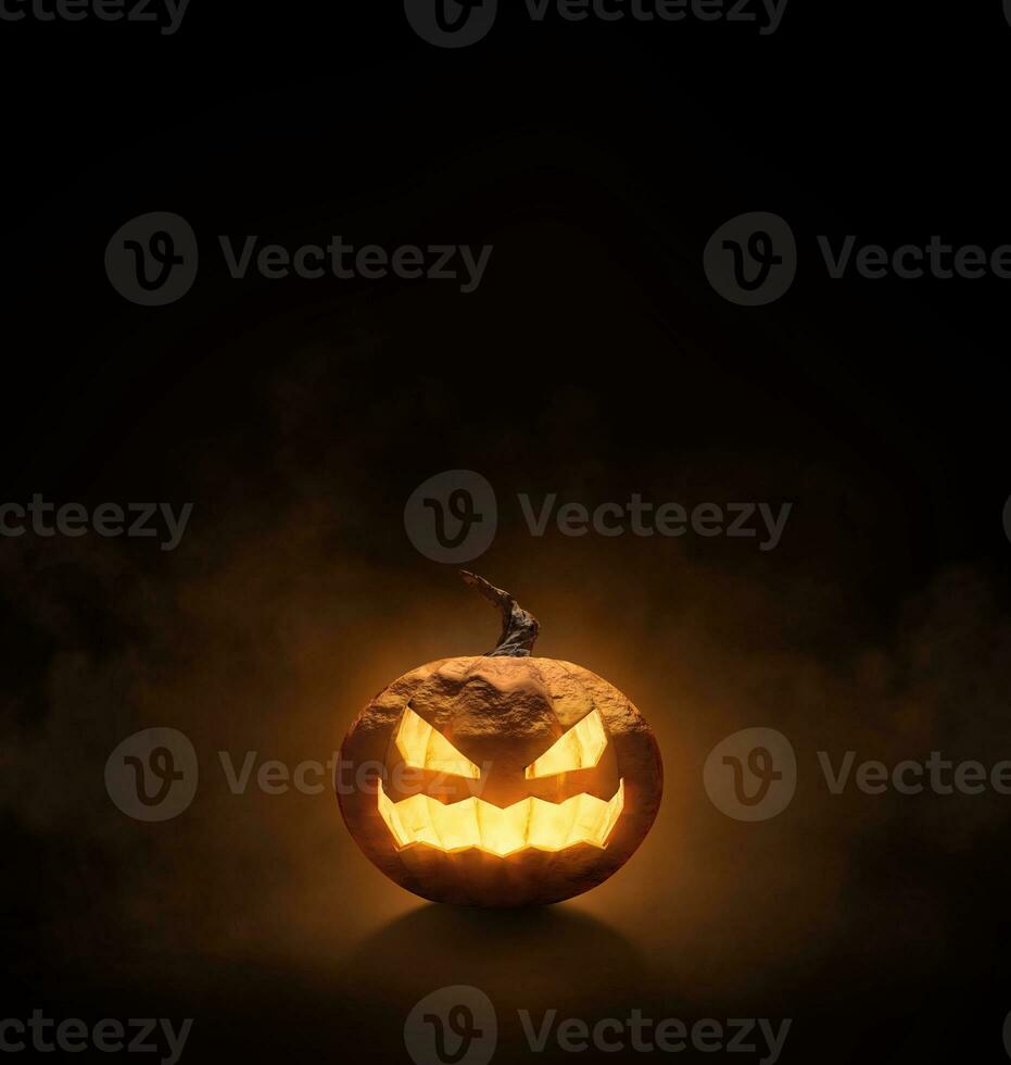 Halloween pumpkin, background orange smoke photo