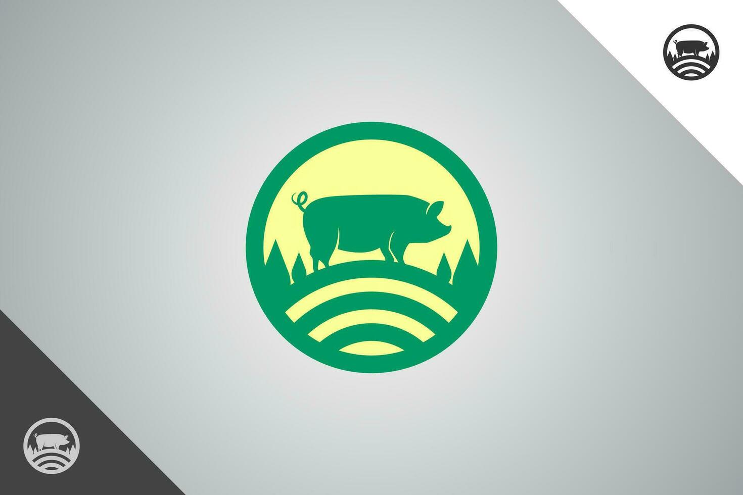 Pig logo. Minimal and modern logotype. Perfect logo for business related to agriculture industry, wheat farm, farm field, natural harvest, breeder. Isolated background. Vector eps 10.