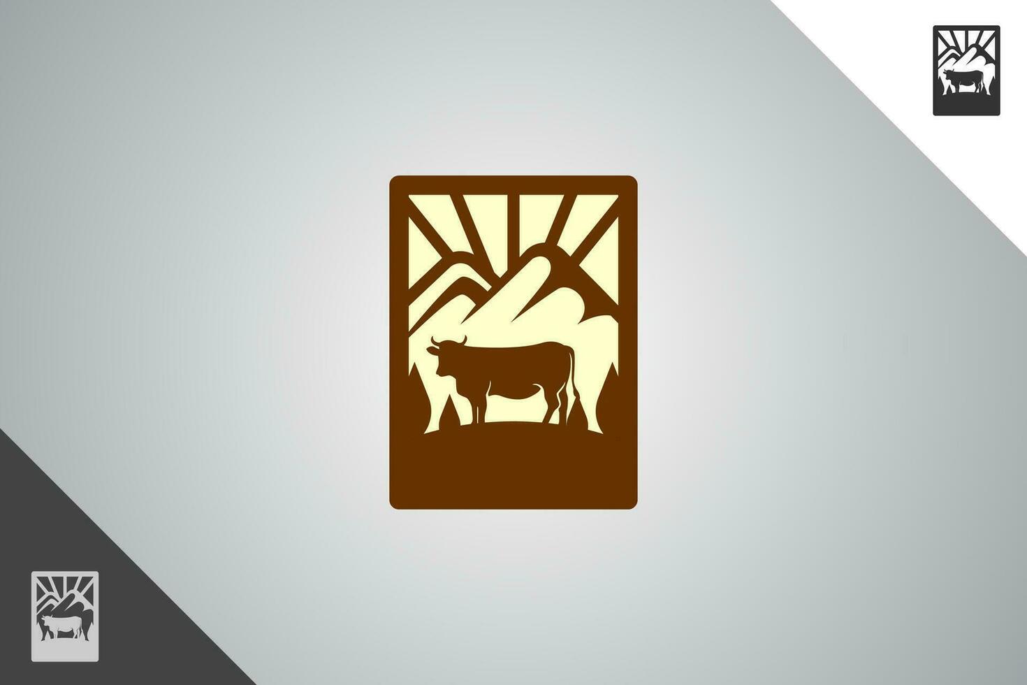 Cow logo. Minimal and modern logotype. Perfect logo for business related to agriculture industry, wheat farm, farm field, natural harvest, breeder. Isolated background. Vector eps 10.