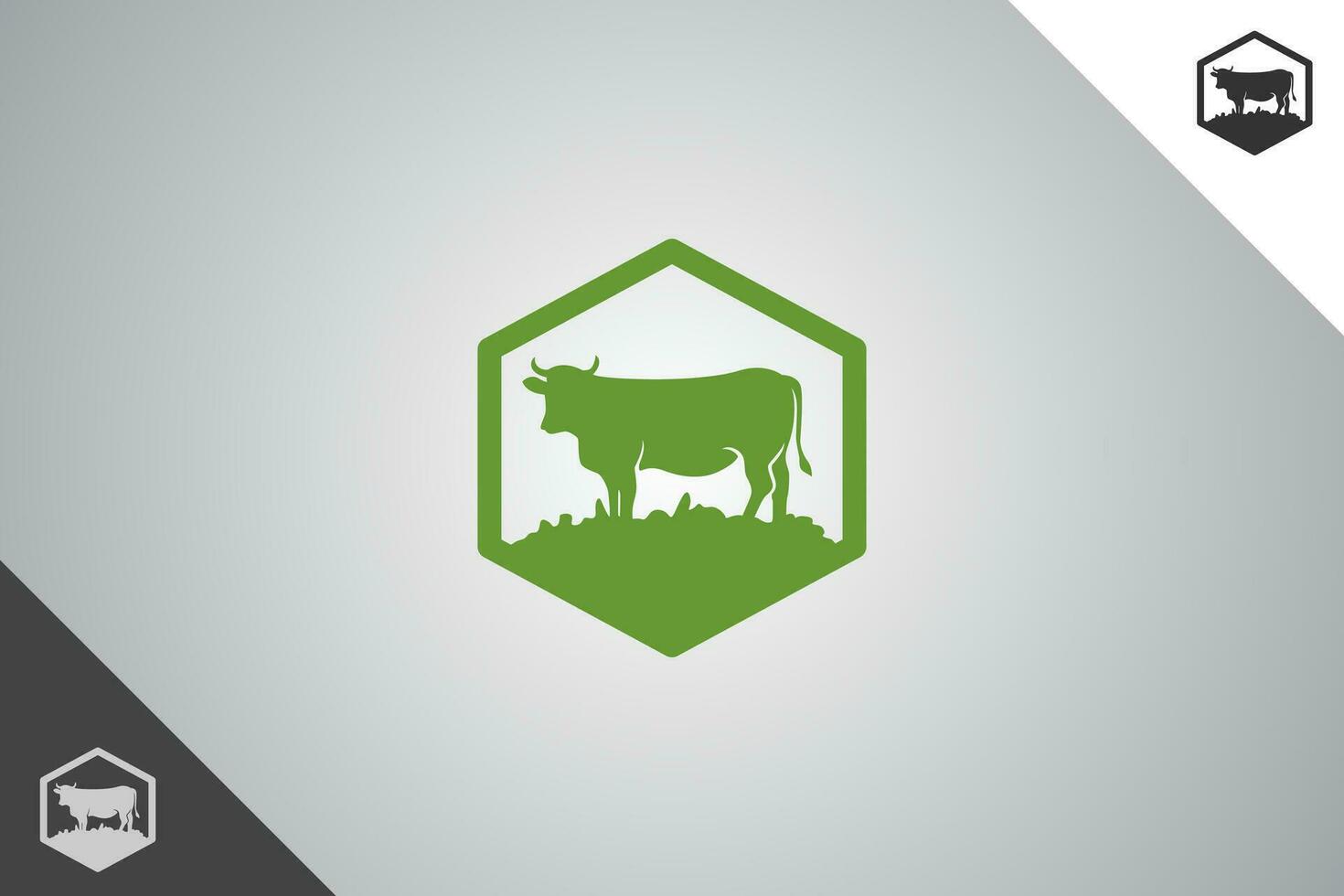 Cow logo. Minimal and modern logotype. Perfect logo for business related to agriculture industry, wheat farm, farm field, natural harvest, breeder. Isolated background. Vector eps 10.
