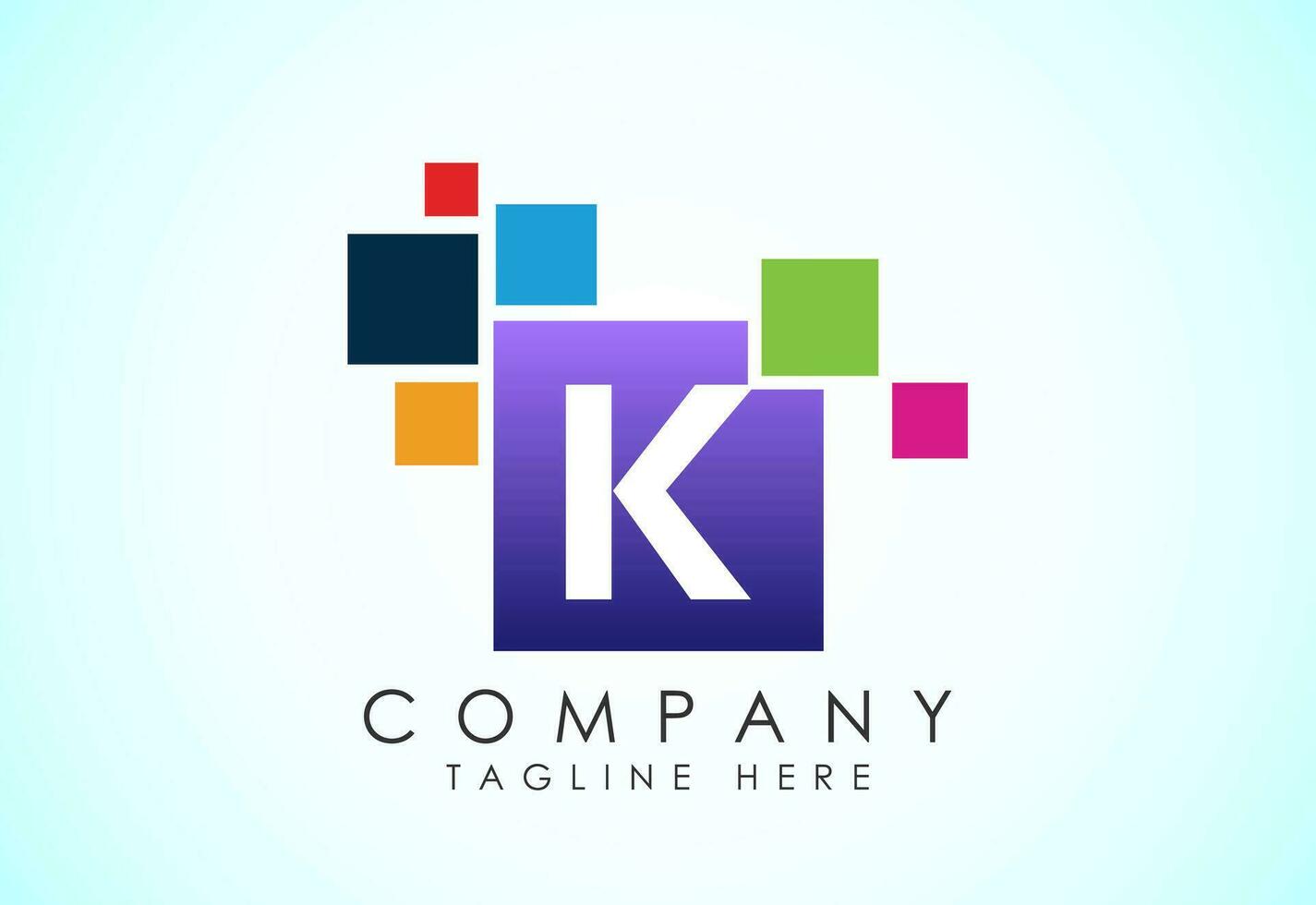 English alphabet K with data pixel. Creative technological modern data pixel logo vector