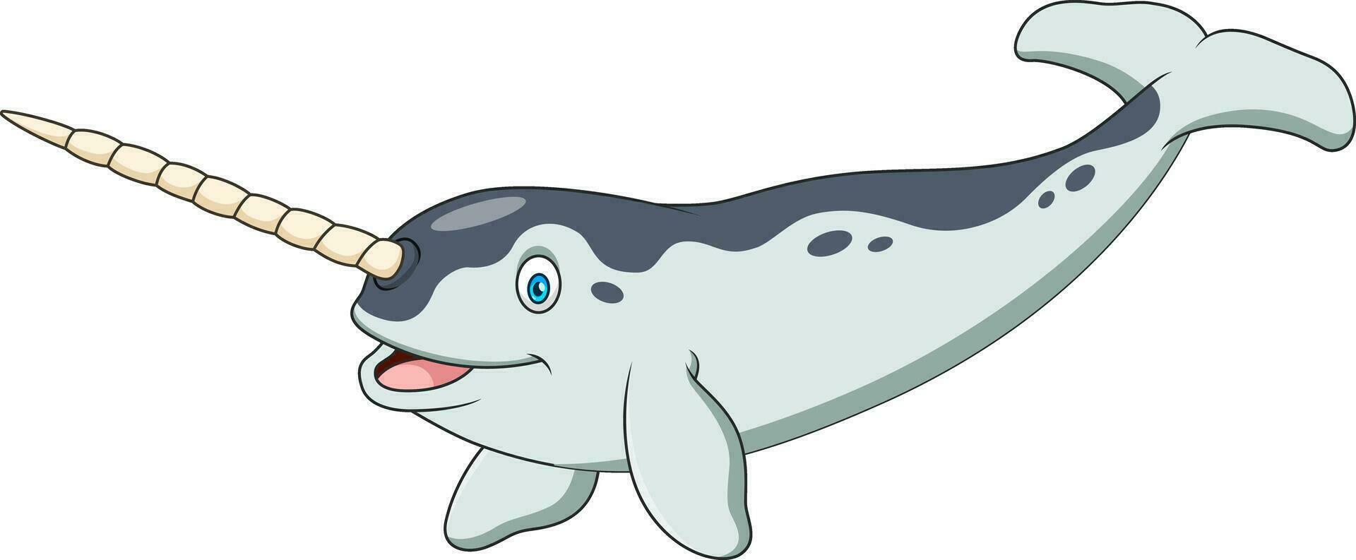 Cute narwhal mascot cartoon smiling. Vector illustration