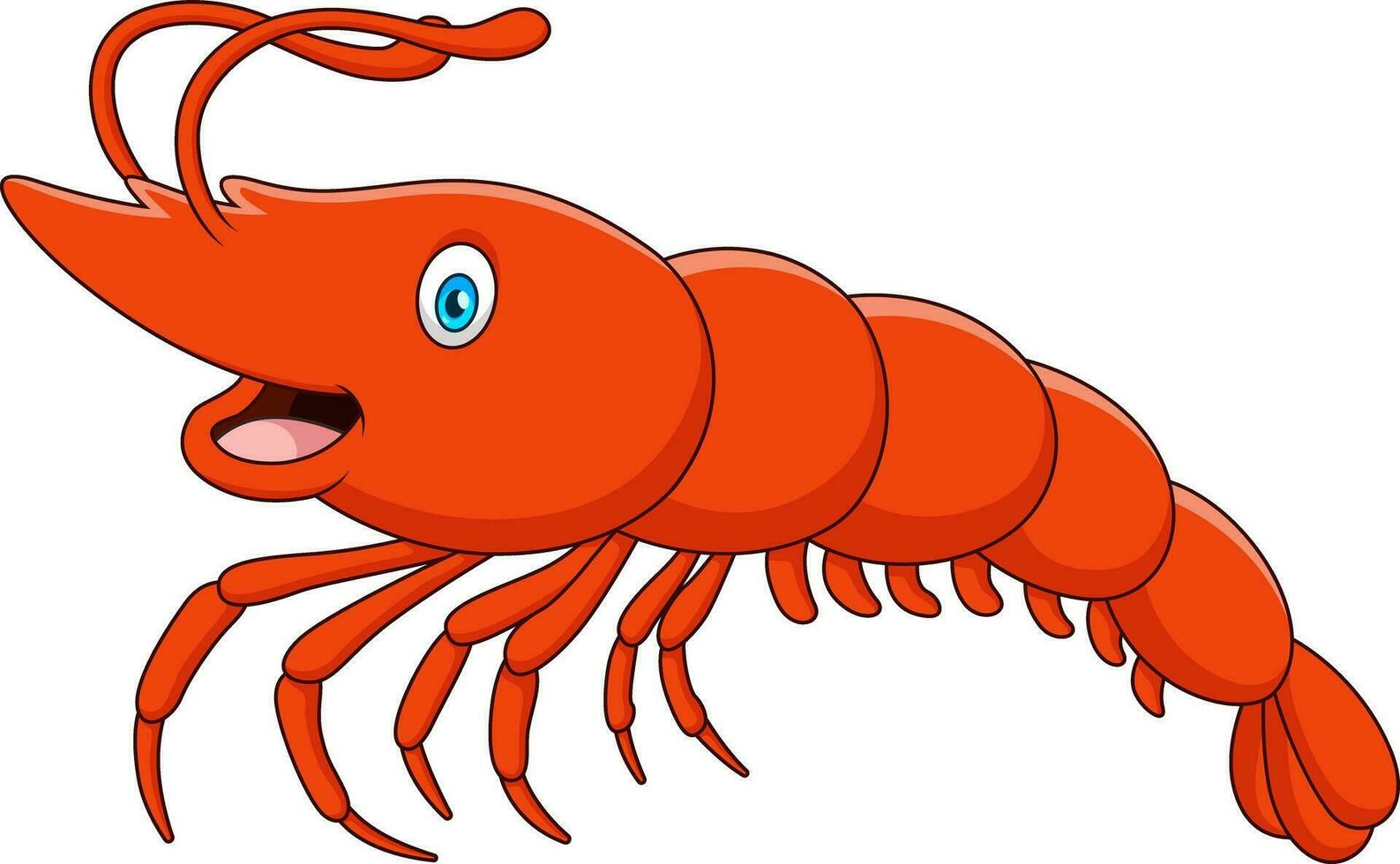 linda camarón mascota dibujos animados. vector ilustración