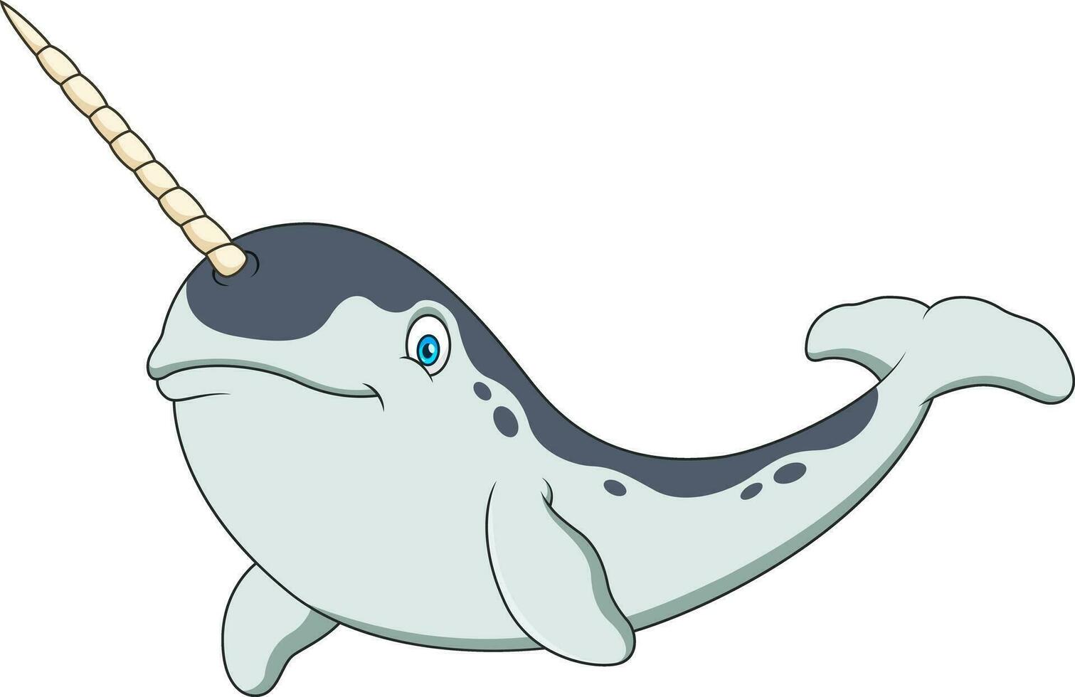 Cute narwhal mascot cartoon. Vector illustration