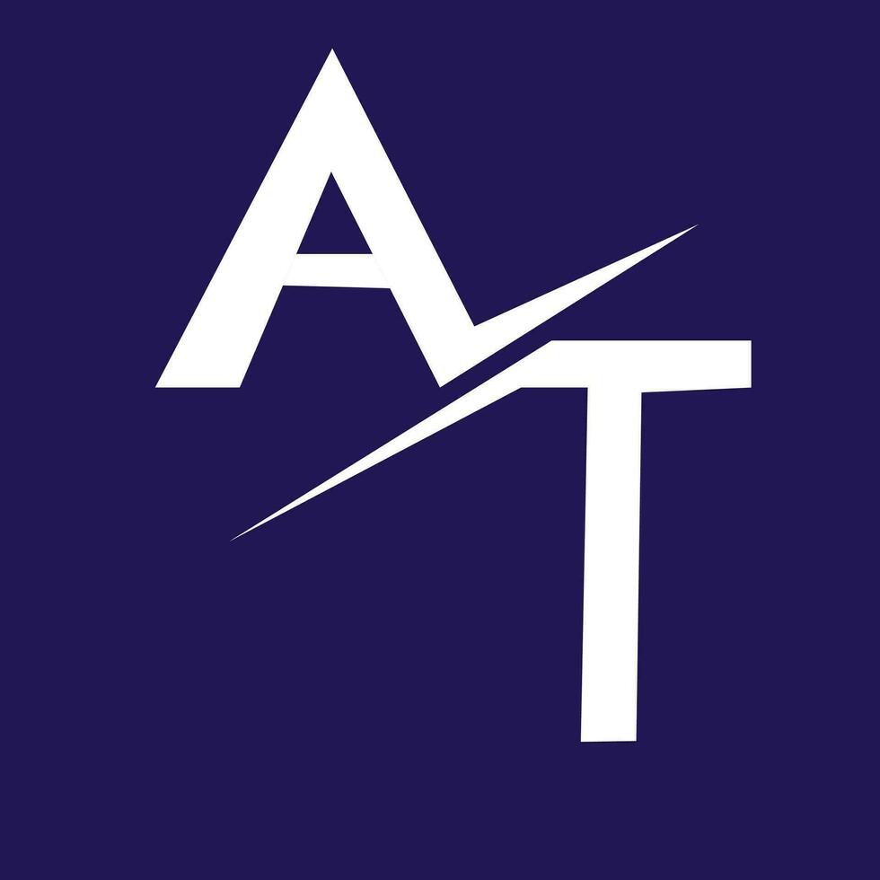 the at logo on a blue background vector