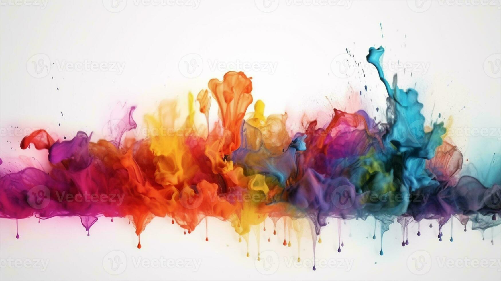 Multi-color smoke explosion chaotic art background isolated on white ai generative photo