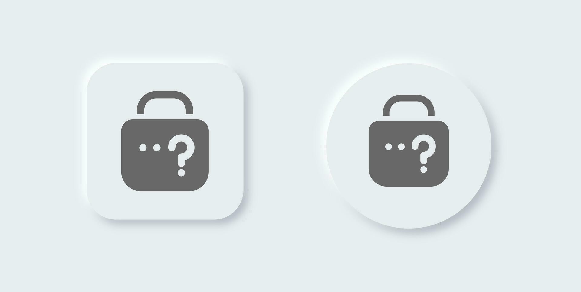 Forget solid icon in neomorphic design style. Password signs vector illustration.