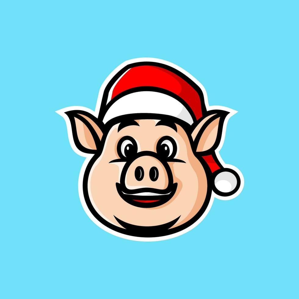 linda cerdo Papa Noel vector