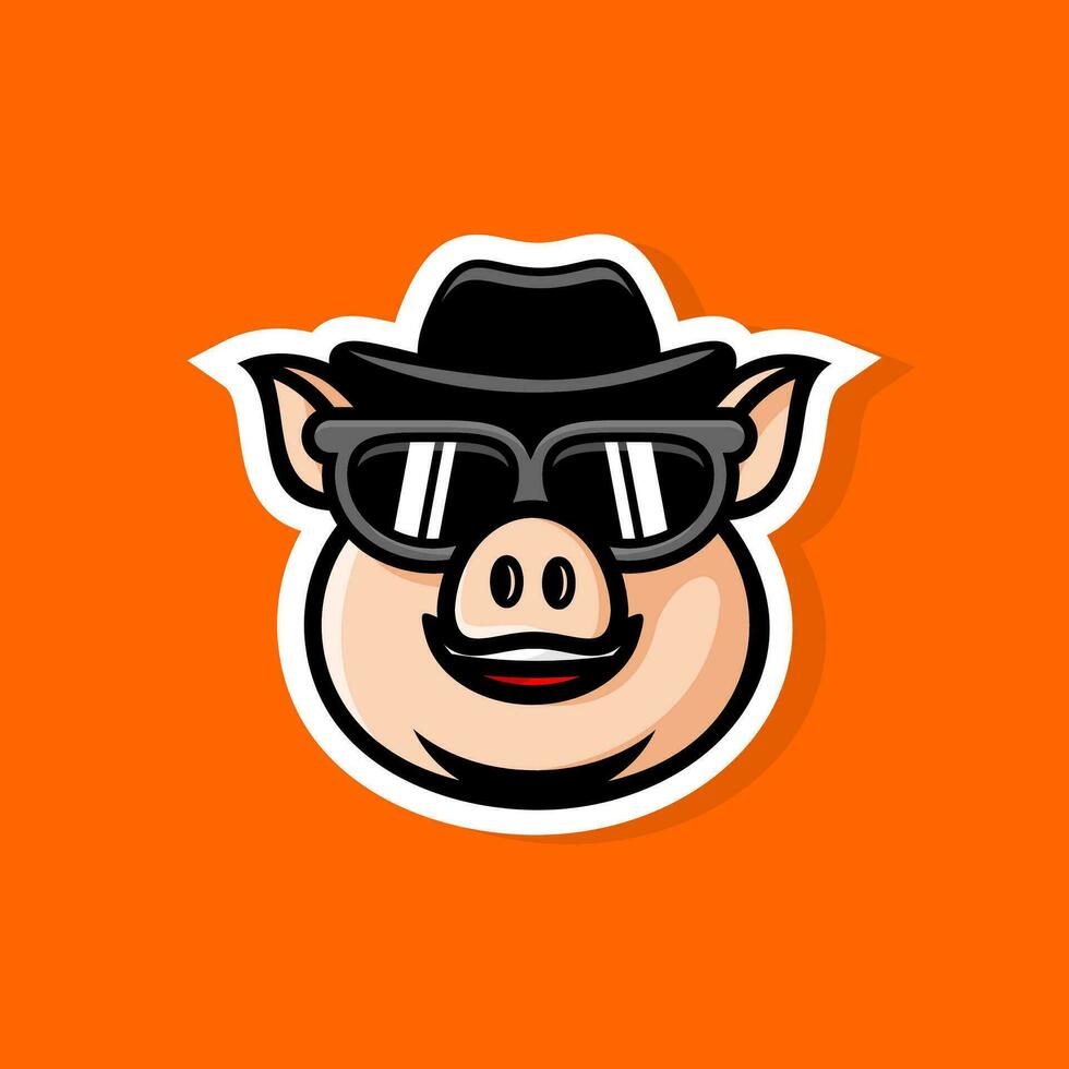 PIG CUTE COWBOY vector