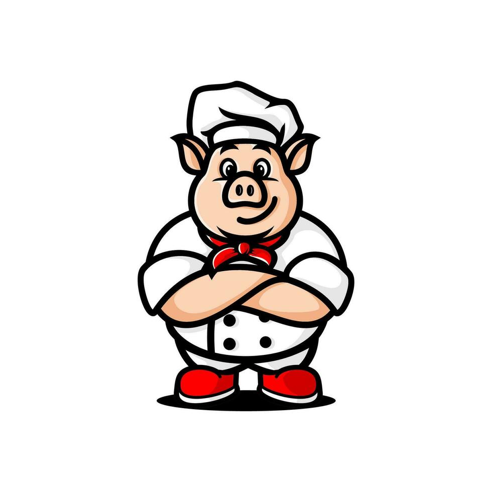 vector dibujos animados cerdo cocinero diseño