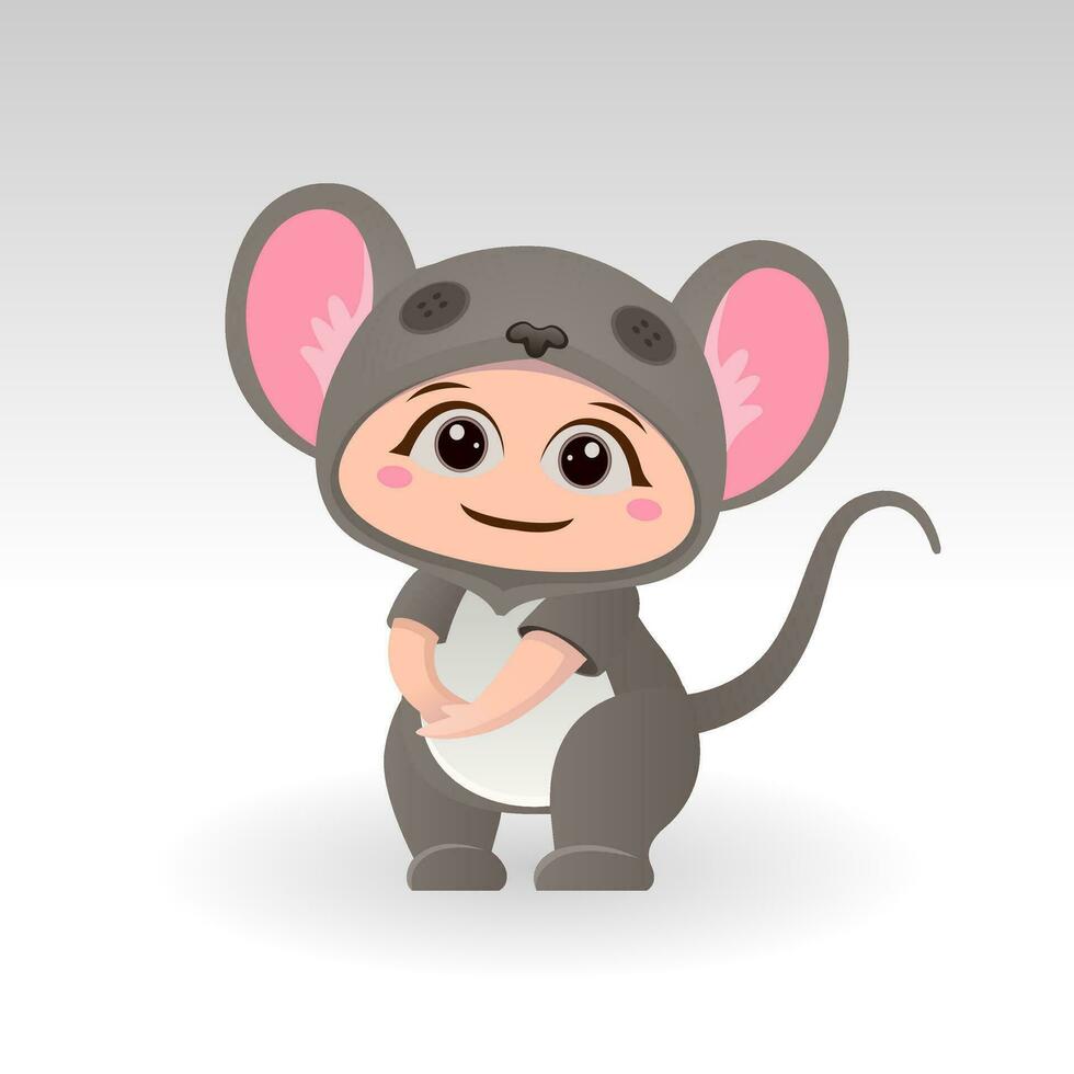 Cute mouse With Cartoon Icon Vector Illustration. Cute bear mascot costume concept Isolated Premium Vector. Flat Cartoon Style