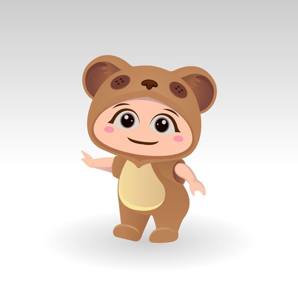 linda oso con dibujos animados icono vector ilustración. linda oso mascota disfraz concepto aislado prima vector. plano dibujos animados estilo