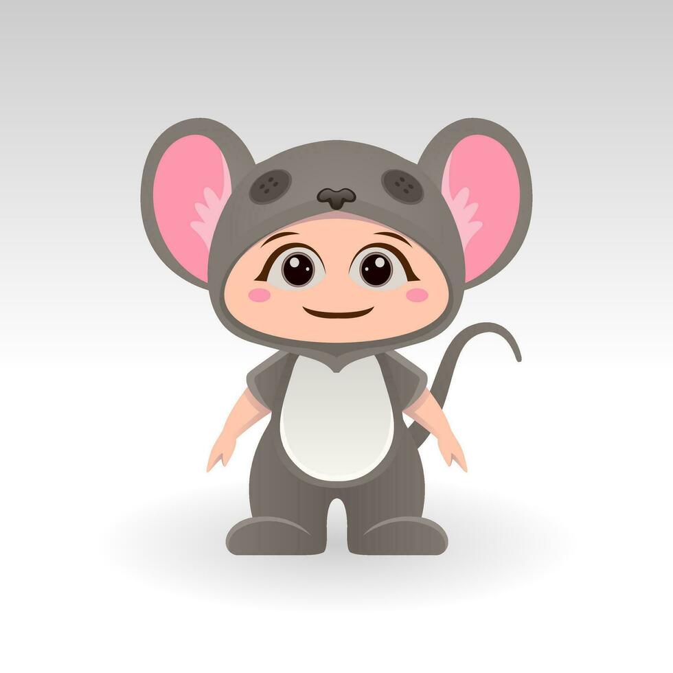Cute mouse With Cartoon Icon Vector Illustration. Cute bear mascot costume concept Isolated Premium Vector. Flat Cartoon Style