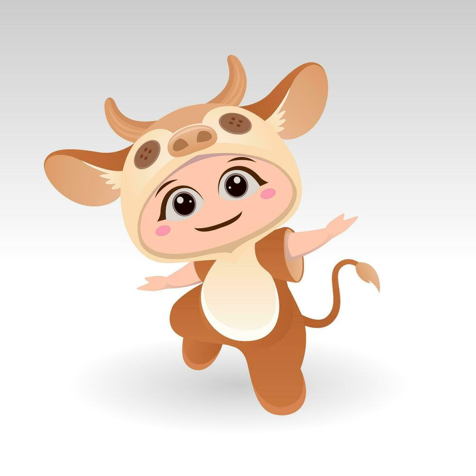 Cute cow With Cartoon Icon Vector Illustration. Cute bear mascot costume concept Isolated Premium Vector. Flat Cartoon Style