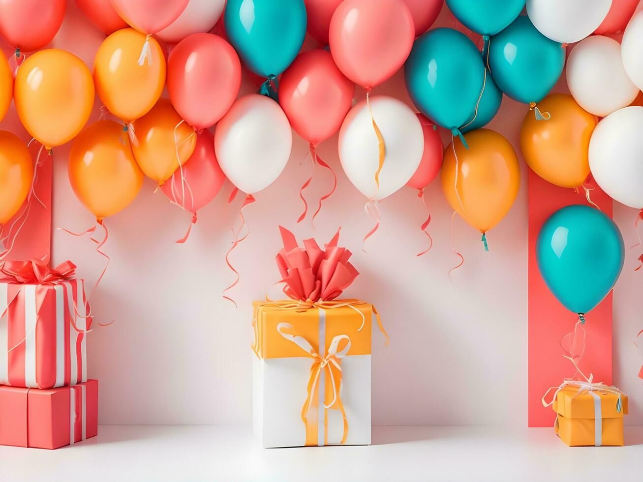 A visually appealing copy space banner with balloons and gift decorations ai generate photo