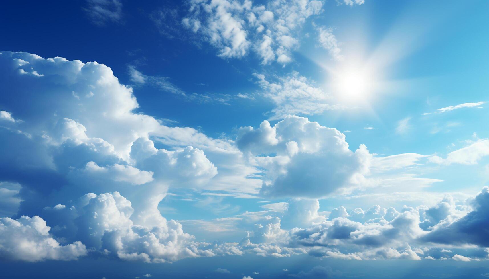 brillante verano cielo, mullido nubes, naturaleza belleza en claro clima generado por ai foto