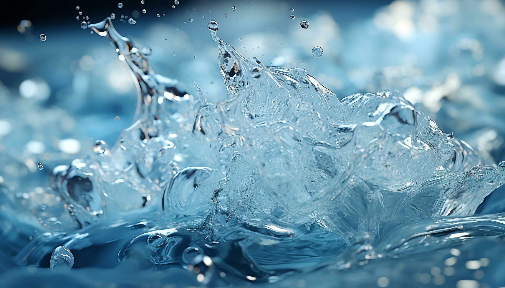 azul líquido ola salpicaduras en vaso, reflejando naturaleza belleza generado por ai foto