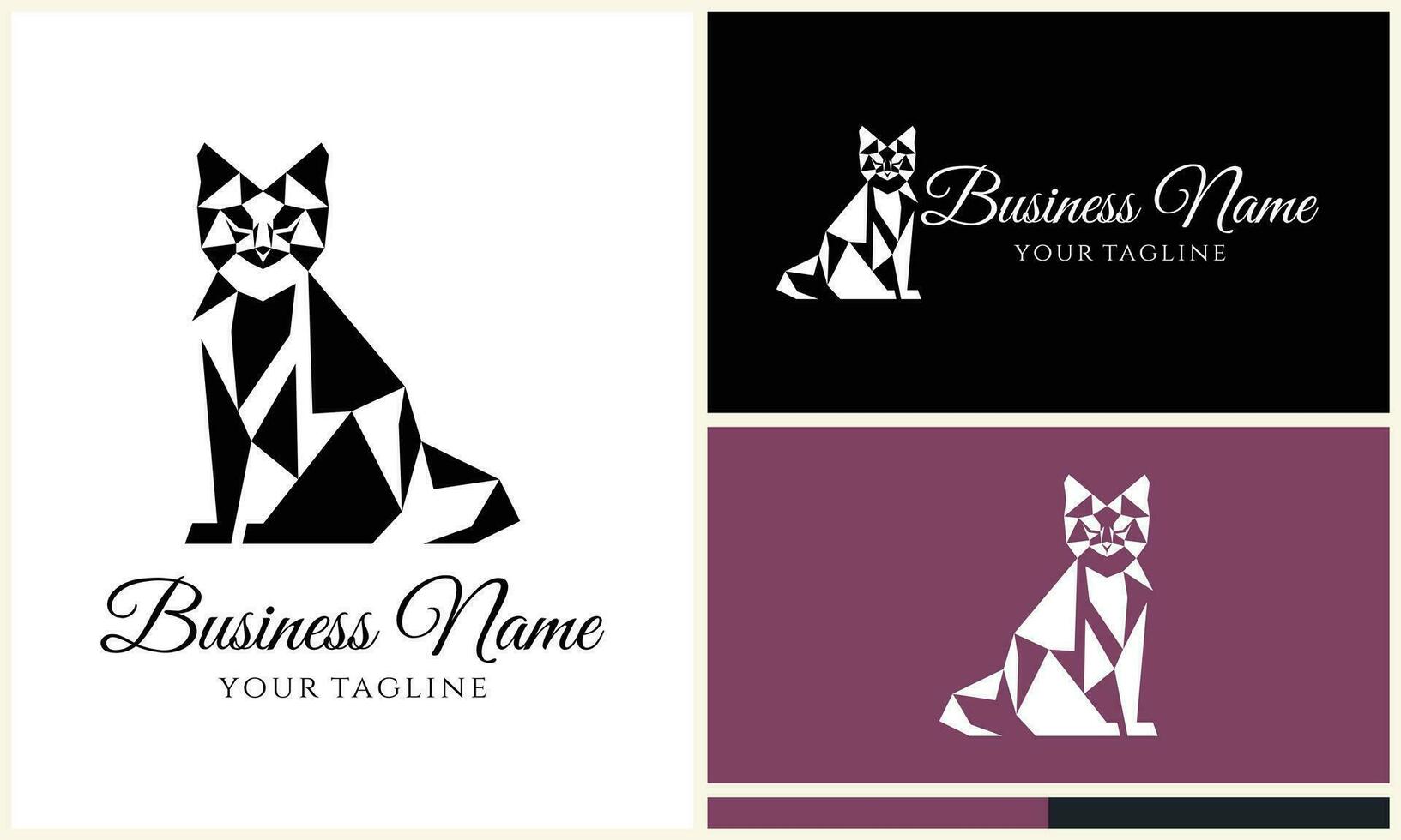 polygonal vector cat logo template