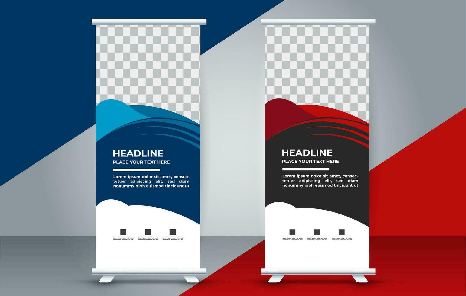 professional business roll up display standee template design vector