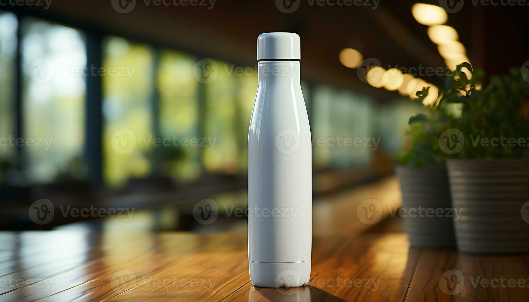 Fresh milk in glass bottle on wooden table indoors generated by AI photo