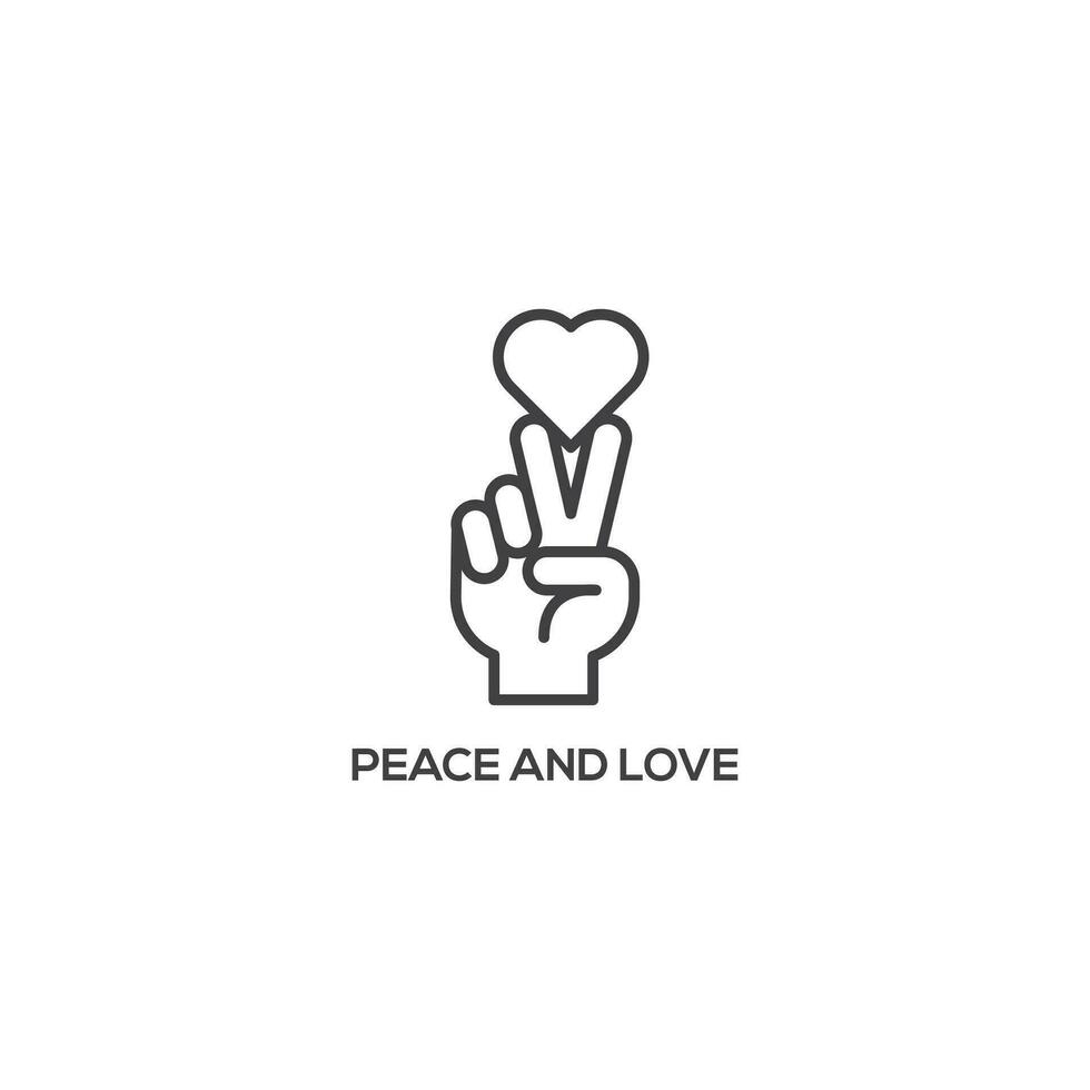 Peace and love icon. Modern sign, linear pictogram, outline symbol, simple thin line vector design element template