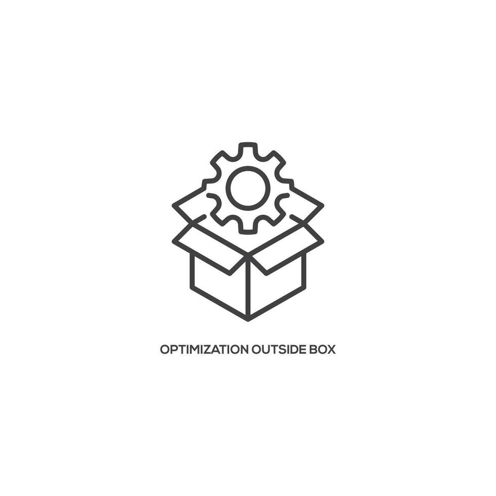 Optimization outside box icon. Modern sign, linear pictogram, outline symbol, simple thin line vector design element template