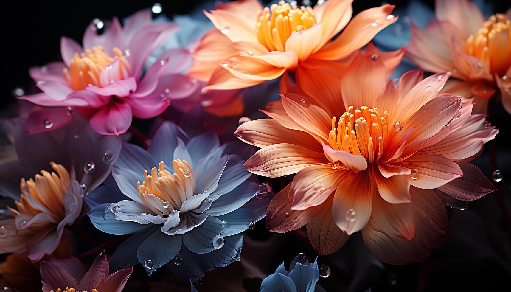 The vibrant flower bouquet showcases nature beauty in multiple colors generated by AI photo