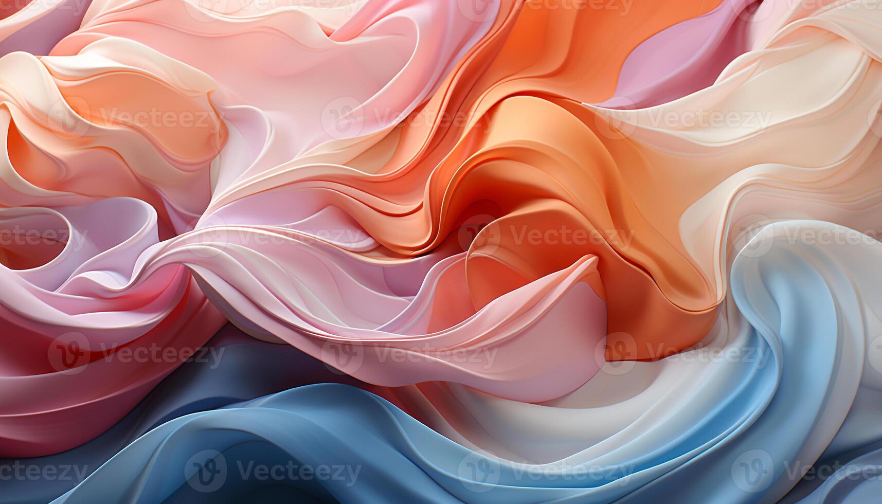Abstract backdrop with flowing wave pattern in vibrant multi colored silk generated by AI photo