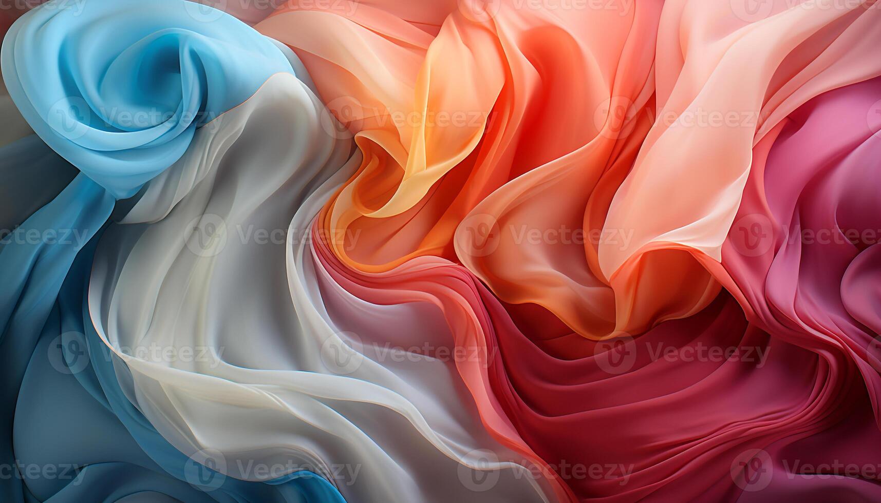 Abstract silk textile with vibrant colors, smooth curves, and flowing waves generated by AI photo